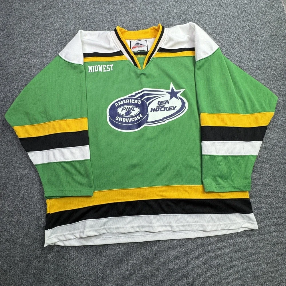 USA Hockey Reese 19 PIHL Showcase DSC Sports Jersey Mens XL Green Midwest Retro